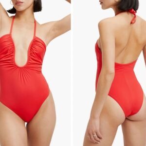 Good American Women’s S‎ Leilani Plunge One Piece Swimsuit Underwire Bright Red